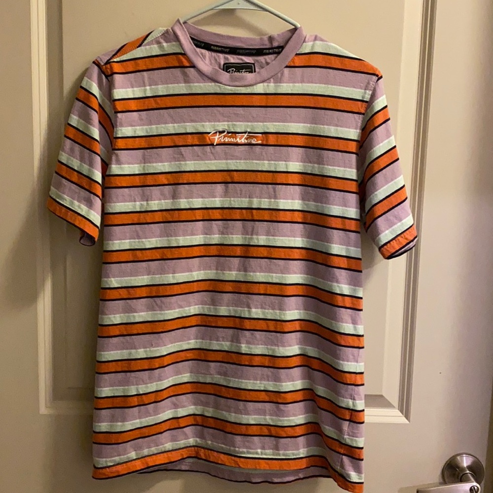 Primitive Skateboarding striped t-shirt, size s
